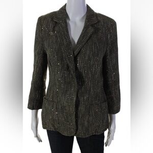 Escada Cotton and Poly Blend Sequined Cactus Green Blazer